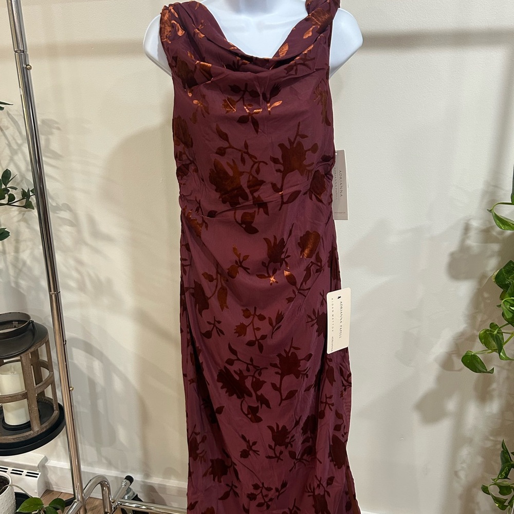 Adrianna Papell Wine Floral Maxi Dress